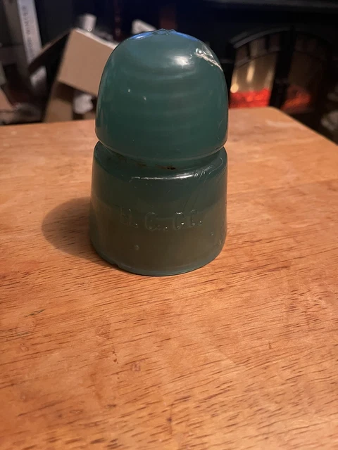 Antique early Hemingray "H.G.CO." CD-145 beehive glass insulator, Milky Jade