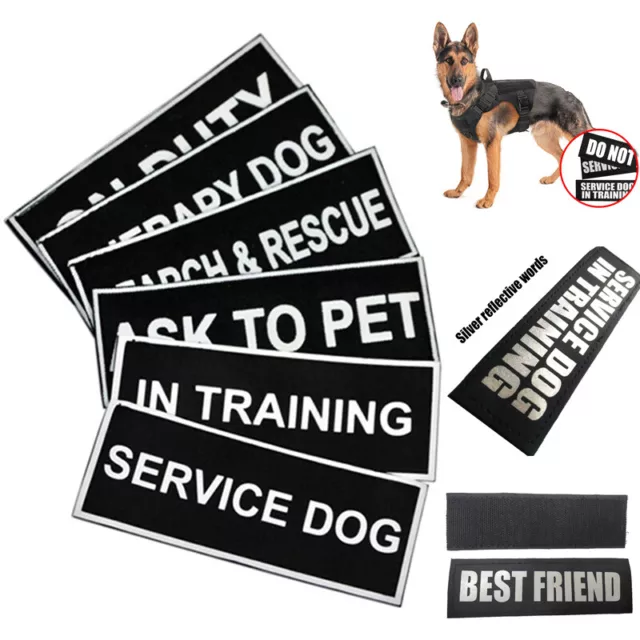 4 PCS Service Dog Extra Patch Reflective Removable Label Tag For Harness Vest