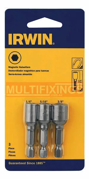 QTY 2 x  IRWIN 3/8", 5/16" 1/4" x 47mm Nut Setter Driver Magnetic Adaptors - 3pc