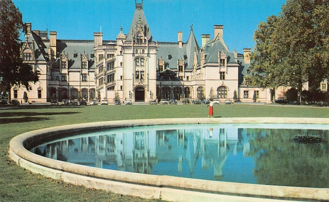 Asheville NC Biltmore Estate Garden Front View Esplanade Vtg Postcard C12