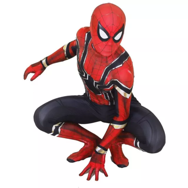 Kids Boys Men Cosplay Avengers Iron Spiderman Costume Party Fancy Dress Jumpsuit