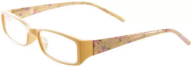 Poppige LESEBRILLE ~ROSEN: GELB  MIT ROMANTISCHEN ROSEN~, Sehstärke: +1.00 - Mit