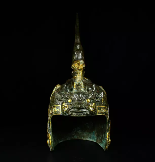 21.6" China antique the warring states period bronze Mismatch gold Helmet