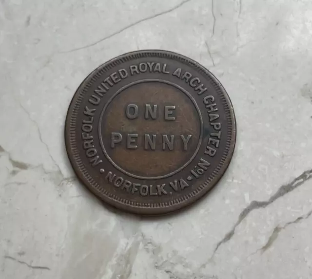 Norfolk Virginia VA United Chapter No 1 Mason Masonic Penny Token - #2