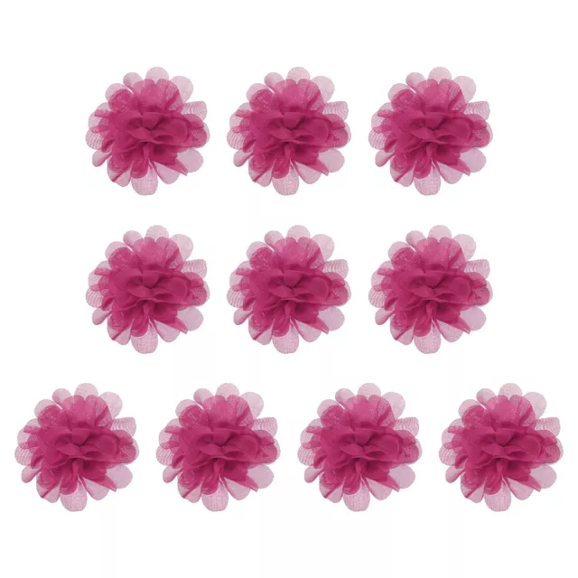 10Pcs 2.8" Chiffon Flowers Fabric Flower Sewing Fabric Appliques Rose Red