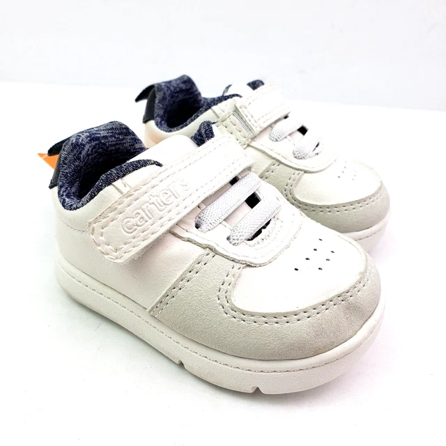 Carters Kyle Baby Infant Boy Size 3 6-9 Months White Blue Sneaker Shoes