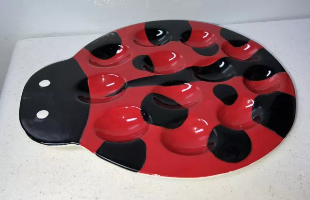 Vintage Boston Warehouse Deviled Egg  Ladybug Ceramic Plate/Tray Server