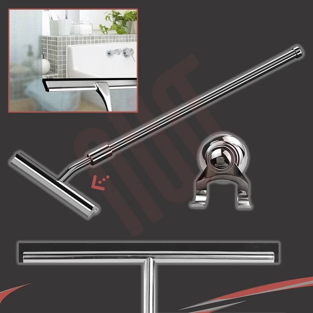Extensible escobilla de ducha de vidrio G20 acero inoxidable + colgador de succión 260 mm (p)