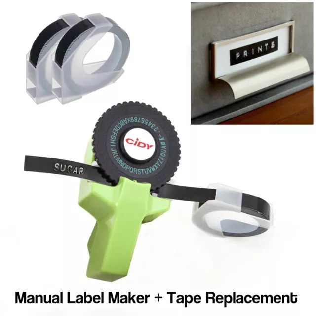 Handheld Embossing Label Maker Letter Number Writer Printer + Tape Replacement