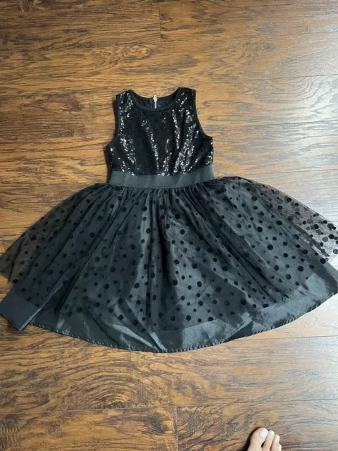 Disney D-Signed Black Sequin Tulle Polka Dot dress Girls Size XS 6