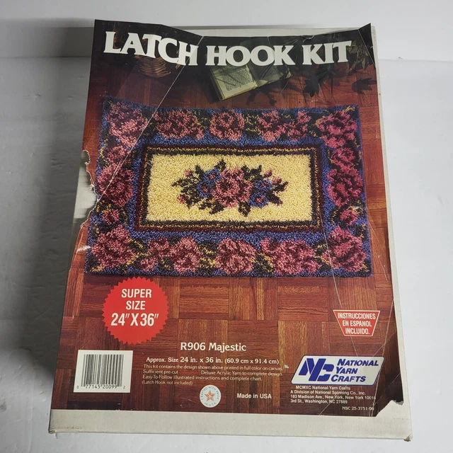 Caron National Yarn Crafts Latch Hook Rug Kit 24" x 36" R906 Majestic Floral New