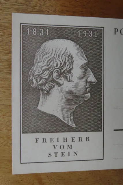 Postkarte Freiherr vom Stein 1831-1931, D.R., 8 Pfennig, ungebraucht 2