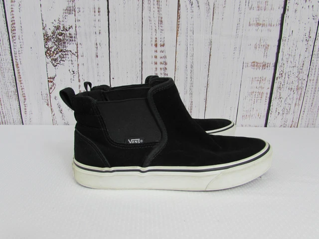 Vans Asher Mid Womens Size 8 Shoes Chelsea Boot Black Suede Sneakers Slip On