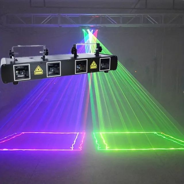 Laser Light 4 Lens 4 Beam RGBY DJ Stage Lighting Disco Show DMX Projector