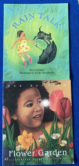 2 Teacher Easel Big Book Rain Talk Flower Garden very good condition