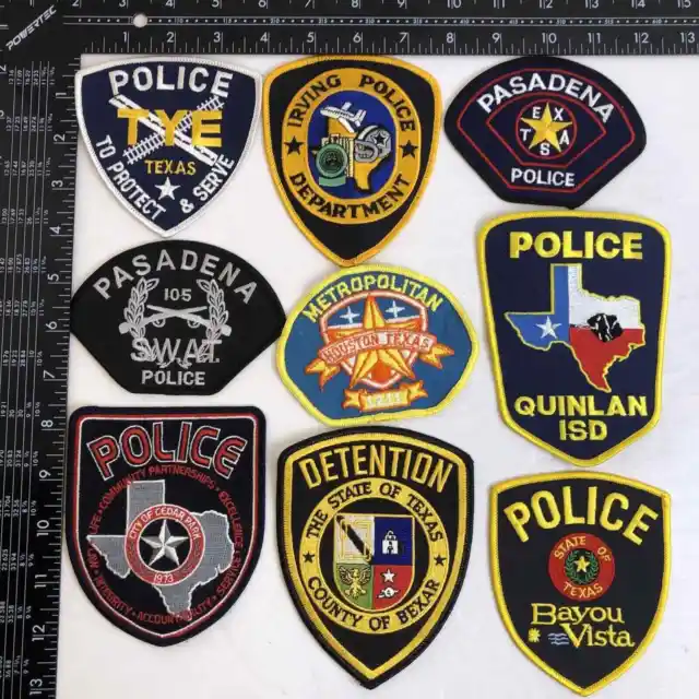 Texas TX Police Patch Lot 9 Law Enforcement SWAT Pasadena Bayou Vista Houston