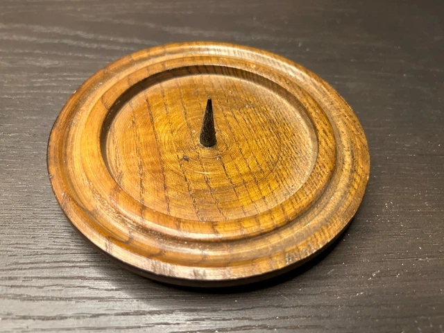 Kerzenständer Leuchter mit Dorn Holz Schlicht Rund DM: 14 cm Kerzenhalter
