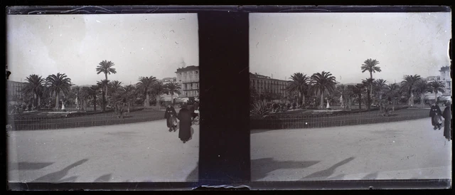 FRANCE Nice Jardin c1910 Photo Stereo NEGATIVE Plaque Vintage V36L10n4