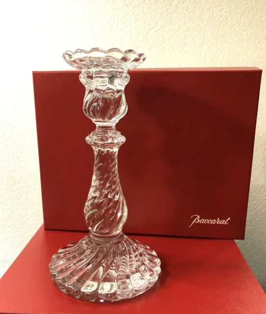 bougeoir / flambeau en cristal signé BACCARAT modèle BAMBOU 23,5 cm Candlestick