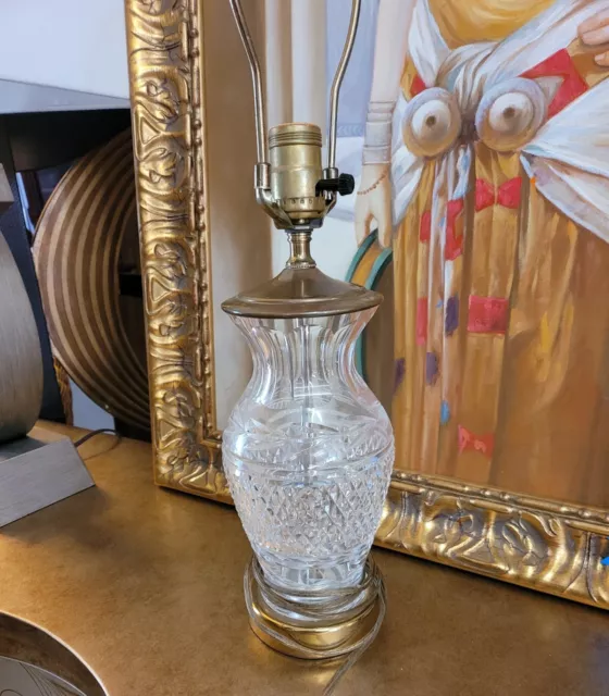 💡Vintage Waterford Crystal Leviton? Table Lamp Brass Glass 💡