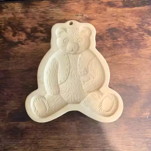 Vintage Brown Bag Cookie Art Pottery Mold Teddy Bear 1984 Cookie Mold