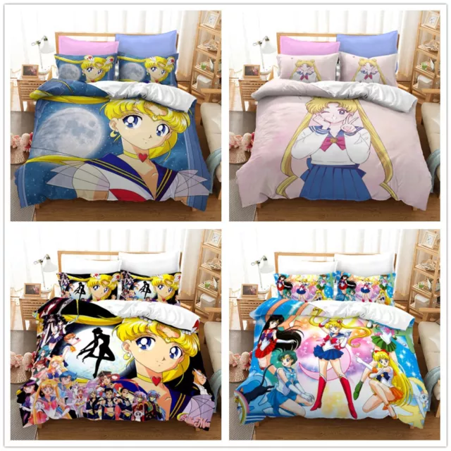 Ropa de cama para niña Sailor Moon 3D funda de cama fundas de cojín 135x200cm/200x200cm nueva