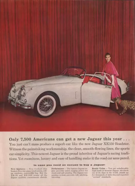 1958 Jaguar XK-150 Roadster British Sports Car Print Ad