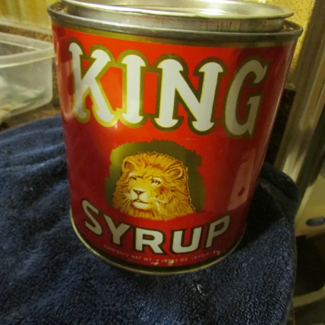 King Syrup Molasses 4 lb 4 oz Empty Can w Lid