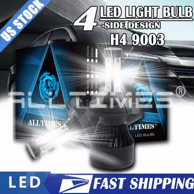 Pair 9003/H4 LED Headlight Bulbs Conversion Kit High&Low Beam 6000K Cold White
