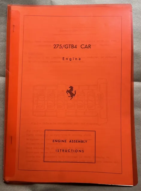 Ferrari 275/GTB4 1966-1967 Car Engine Assembly Instructions Manual Orriginal