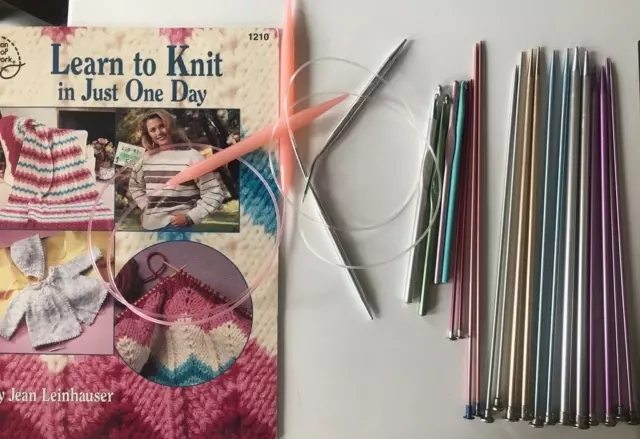 lot of vintage 10 Boye Bates Hero knitting/circular needles, 4 crochet hooks