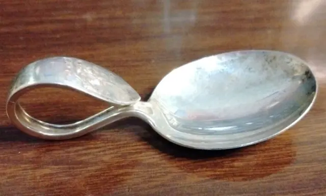 Antique Sterling Silver Finger, Baby Spoon Engraved L.M. St. J 9/8/98 WEIDLICH