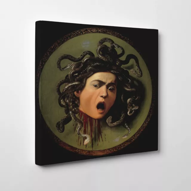 🐍 Quadro Caravaggio Medusa Stampa su TELA Canvas di Pregio Vernice Pennellate