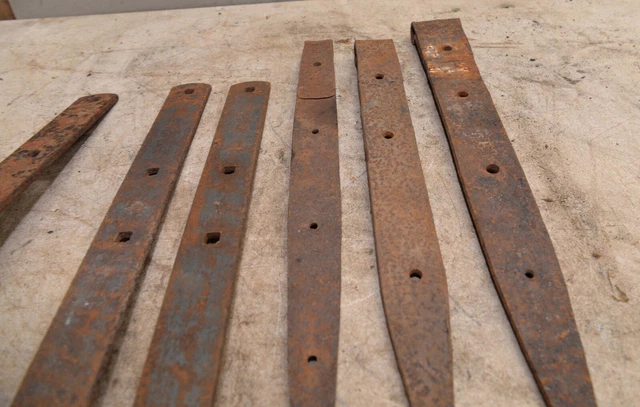 Antique 18th century hand wrought forged strap hinges & brackets collectible lot 6