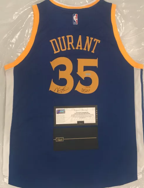 KEVIN DURANT Signed Warriors Blue "GSW" Inscribed Jersey PANINI LE /135