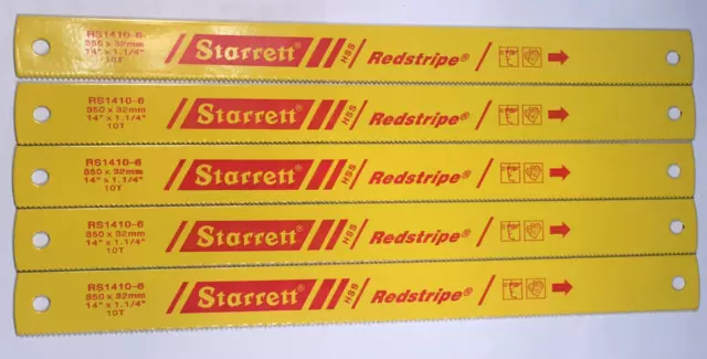 NEW Starrett RS1410-6  (5 pcs) Power Hacksaw Blades, 14" x 1-1/4" , HSS 10 TPI