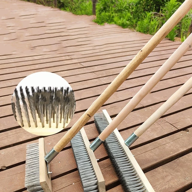 WIDE HEAD STEEL Wire Broom for Moss and Algae Cleaning Sturdy Metal