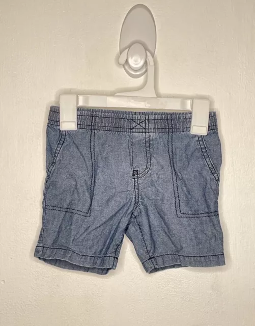 Carters Chambray Shorts Baby Boys Size 24 Months Elastic Waist Blue Pull On