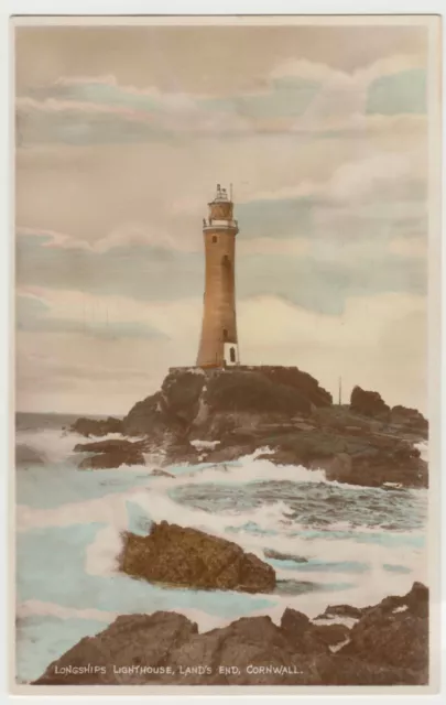 Cornwall; Longships Lighthouse, Lands End RP PPC, Unposted, c 1930's