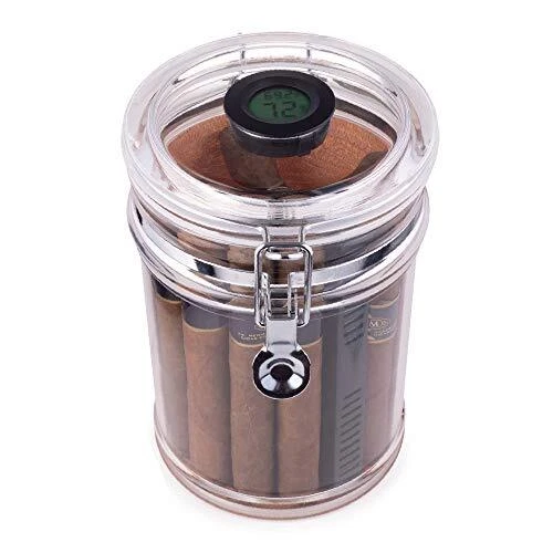 Mantello Cigar Humidor Jar- Acrylic Humidor with Hygrometer for Cigar Humidor...