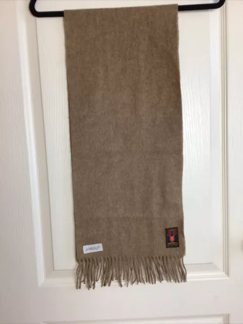 Lord and Taylor brown 100% cashmere fringe scarf 11 x 24“