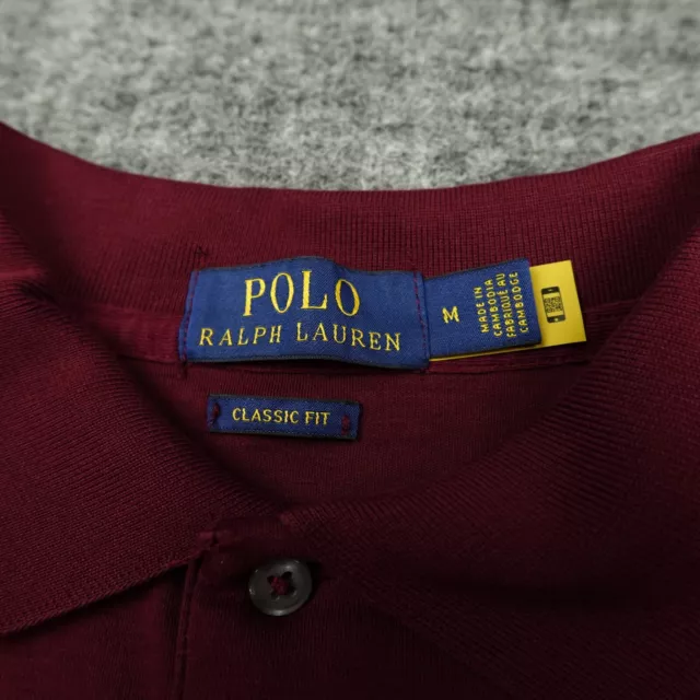 POLO RALPH LAUREN Polo Shirt Mens Medium Maroon Long Sleeve Classic Fit ...