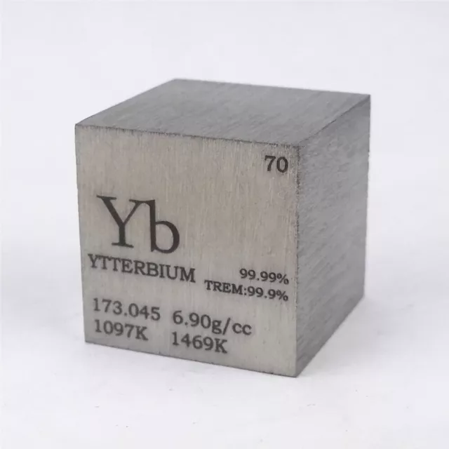 Ytterbium Metall 25.4mm Würfel 99.99% Markiert Periodensystem Lackiert