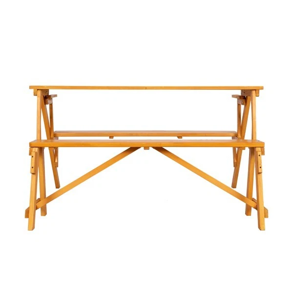 Solid Wood Load-Bearing 150kg Dual-Purpose Conjoined Table And Chair Yellow