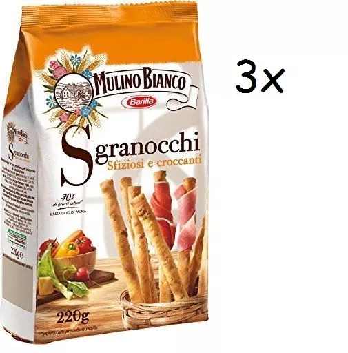 3x Barilla Mulino Bianco SGRANOCCHI Crackers kekse 220g