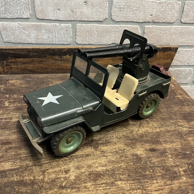 Made in Japan n° 15237 Jeep Police friction tin toy 24,5 cm Peu fréquent