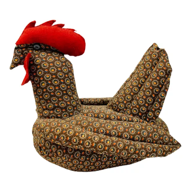 Vtg Chicken Hen Fabric Weighted Doorstop Decor Farmhouse Cottage Calico Brown