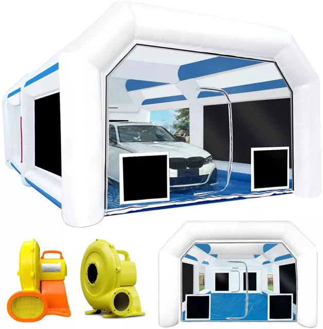 BONOOTH Inflatable Spray Paint Booth for Cars 26x13x10Ft with 950W+750W Blowers