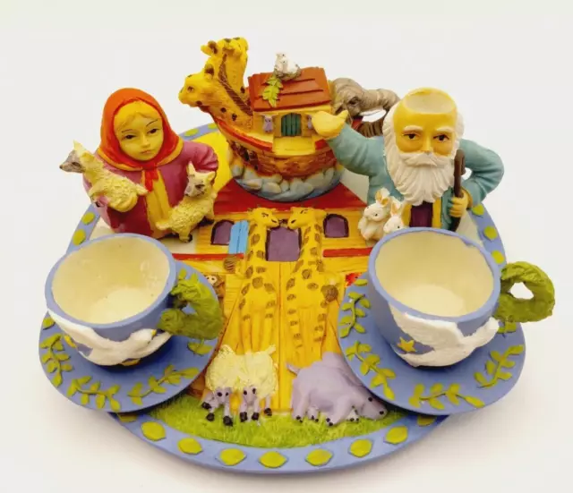 1995 Miniature Decorative Noahs Ark Resin Tea Set Chadwick-Miller W/O OG Box VTG