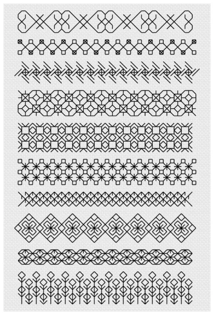 Blackwork Embroidery Kit or Pattern by Florashell - Sampler